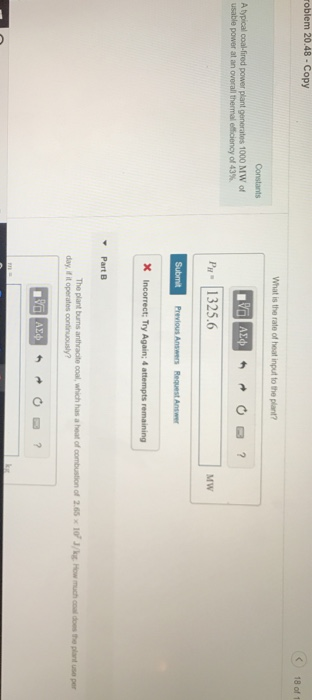 roblem 20.48 Copy usable power at an overall thermal efciency of 43%. PH 1325.6 MW