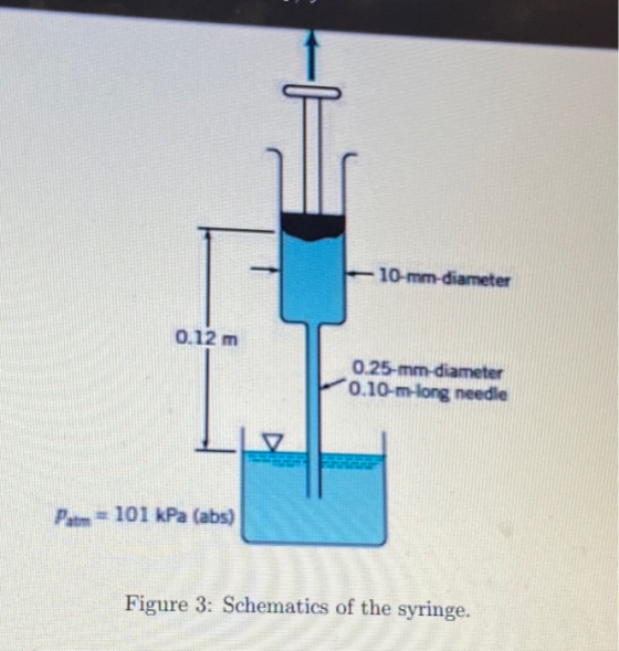 10-mm-diameter 0.12 m 0.25-mm-diameter 0.10-m-long needle P/- 101 kPa (abs) Figure 3: Schematics of the syringe.