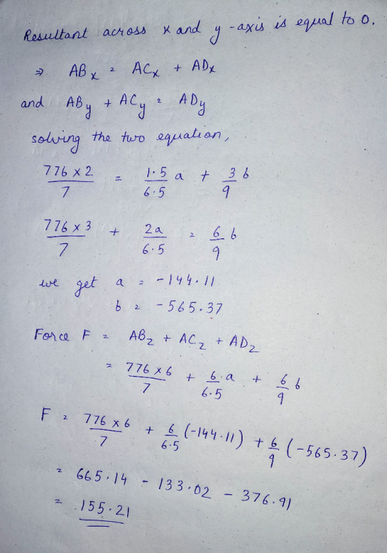 - axiu is egpal to o. K and Resultant across AD AC + 2. X. + AC yADy 2 AB and the turo egualon, solring 3 6 ]- ל & 776 x 2 6