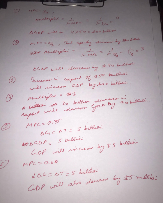 O MP C = 314 multiplen = tona. MPC & T314 . AGDP will be 4x50 - 200 billion mpe=2 , Tut spendry durcase by to be Gol multiple