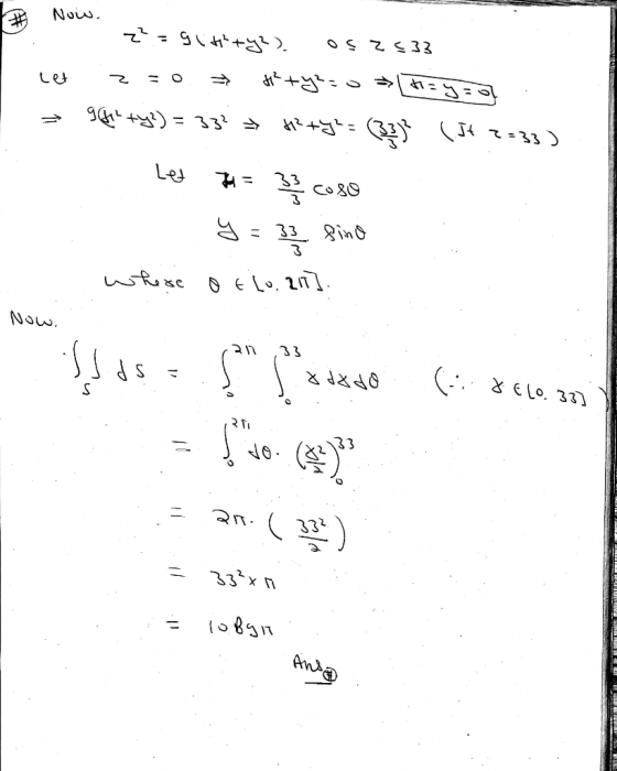 # Now. lel = z? = 9(+y?). Os 2533 z=0. = h + y2 = o #= y = ? 9414 ty?) = 33+ = H2+y= (3.272 (54 7=33) Les 7 = colo y = 3? fin