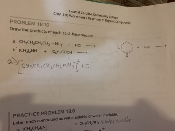 Coastal Carolina Community College CHM 130 Worksheet / Reactions of Organic Compounds PROBLEM 18.10 Draw the products of each