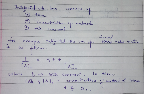 Integrated rate law consists of 6 time concentration of reactants. inte constant Second for is example integrated rate law as