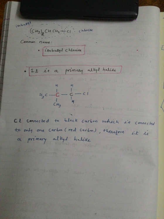 isobutyl (CH3)₂ CH CHatici chloride Commm name: (isobutyl chloride • It is a primary alkyl halide] 1 4. C-Ć -¢-ci I-U-I cl co