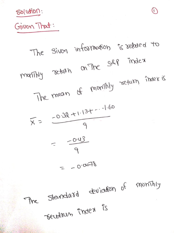 Solution Gioon Thed The Sion inforoti0h ίς ehed to Index T f monlhlyuhder The mearn) X313+ 160 9