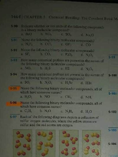 344- CHAPTER 5 Chemical Bonding The Covalent Bond Mo 5-99 5-90 Encicate whether or novouch of the following compounds is a bi