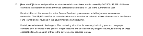 10. [Para. 4-a-10] Interest and penalties receivable on delinquent taxes was increased by $40,500; $3,248 of this was estimat