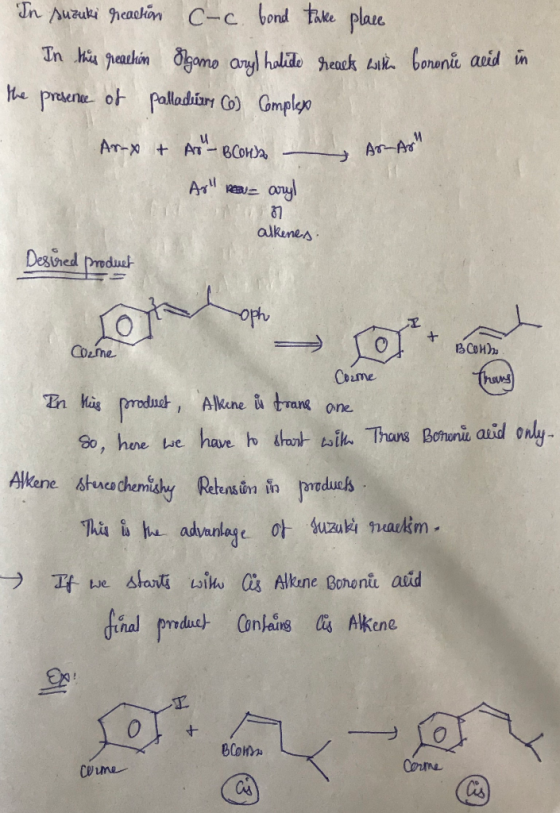 In suzuki reaction C-c. bond take place In this reachin Jigamo aryl halide heak wita bononi auid in the presence of palladium