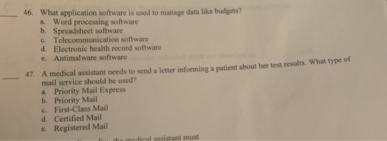46 What Application Software Is Used To Manage Data Like Budgets A 