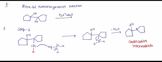 Pina col rearrangement megction 1. Step-1 -H20 애 US 1. Carbo cation intermediate -