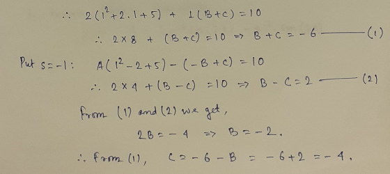 - .: 2612+2.1+5) + 113+C) = 10 2 x 8 & (B+C) = 10 = B + 0 = - 6- A(1²_2+5)-(-B + C) = 10 i. 2 x 4 +(B-C) = 10 - B - C = 2 - P