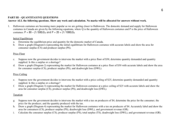 PART III - QUANTITAYIVE QUESTIONS Answer ALL the following questions. Show any work and calculation. No marks will be allocat