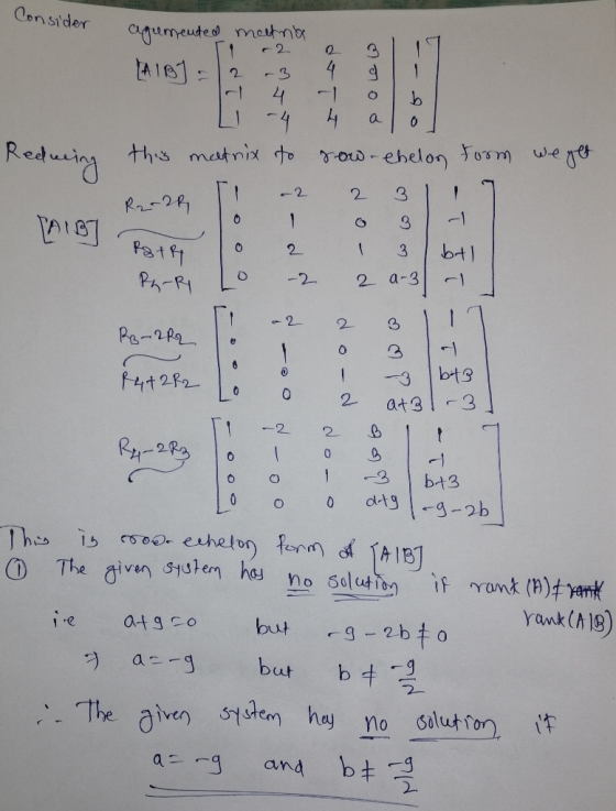 Consider Reduring Ibtl RB-2R2 do- agumented matria T 2 0 3 14187 2 -3 4 5 - 4 -1 0 LI -4 4 al this matrix to row-Chelon form