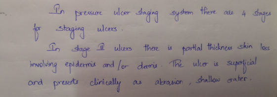 ssure ustem Po pressure ulcer staging system there are 4 stages for staging ulcers. In stage I ukers there is partial thickne