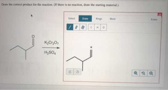 Draw the correct product for the reaction. (If there is no reaction, draw the starting material.) Select Draw Rings More Eras