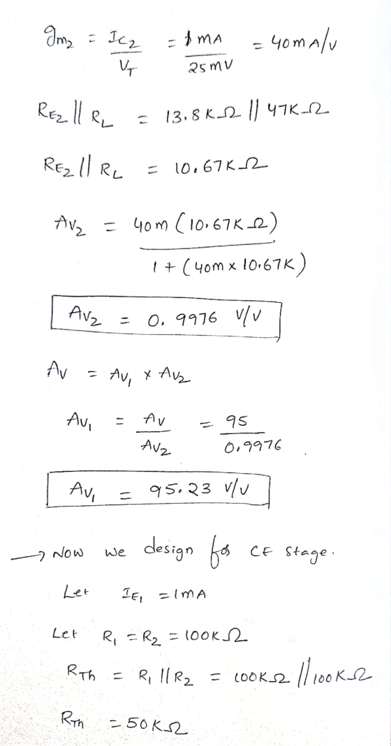 ama Ic2 =&ma 4omalu Vy 25mu Rezller 13,8K21) 47K-12 RE: URL 10.67K12 Avz = 40m (10.67K-12) 1 + (40m x 10.67K) Ave 0, 0916 V/v