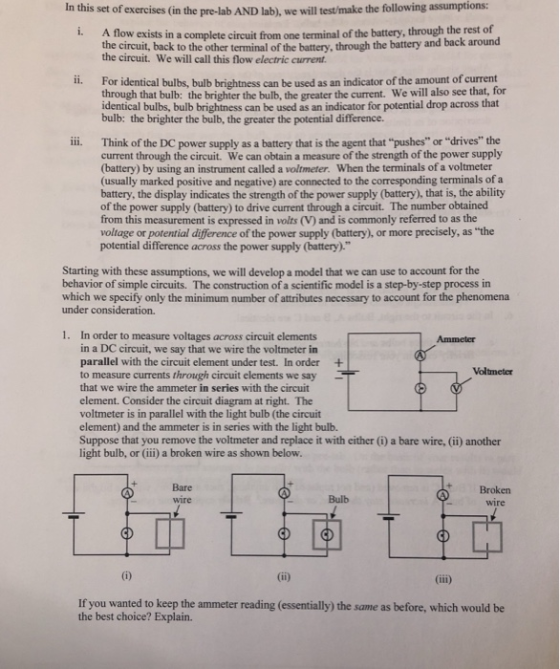 In this set of exercises (in the pre-lab AND lab), we will test/make the following assumptions: A flow exists in a complete c
