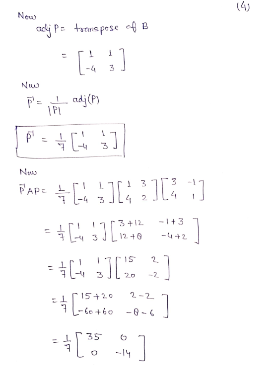(4) Νσυ adj P= transpose of B 1 ] - 3 New Fe 1 i_adi (P) IP Te h 3 Now J - (+3 라마 - 2 FAR L LILLS] 1] - II [Ats JITS Eat [ ]