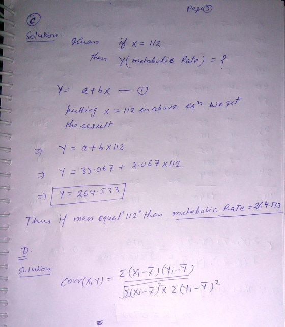 Pas の7 . x= 112. el イニ33.067 + 2.067 x112 ープ) | Y-264.533. e D Soluho 2