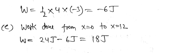 Weļx4X(-3) = -6J (e) work done from xao to x=12 wa 24J- 6J = 18J