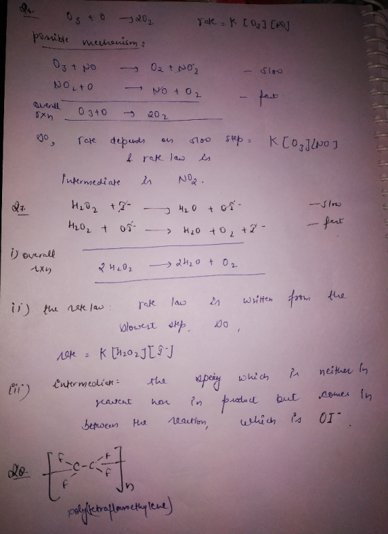 Uz to 20₂ ratek [ Og] [NOJ pornible mechanisms O₂ + NO Norto O2 + NO2 - Slow - fast No toz all son 03t0 202 so rare depends o