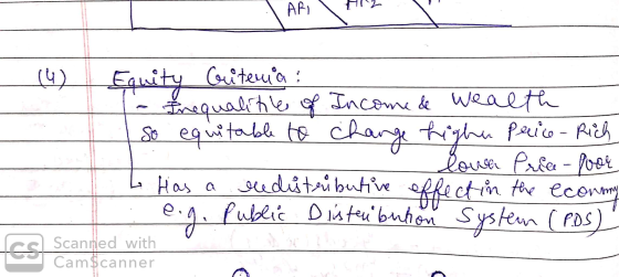 AR AN (4) Equity Guitera ! la requalities of Income & wealth - Iso equitable to change higher price - Rich lower Price - po