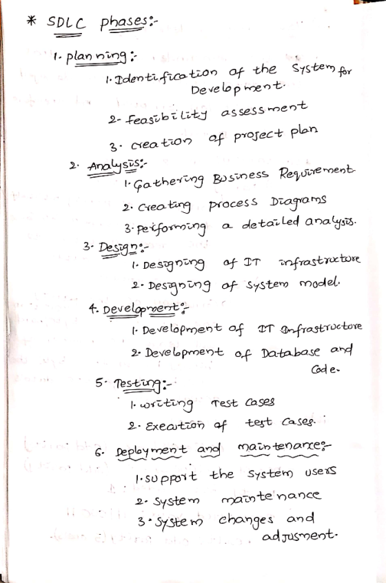 * SDLC phases: M a to planning: l . Identification of the system for Development 2- feasibility assessment 3. creation of pro