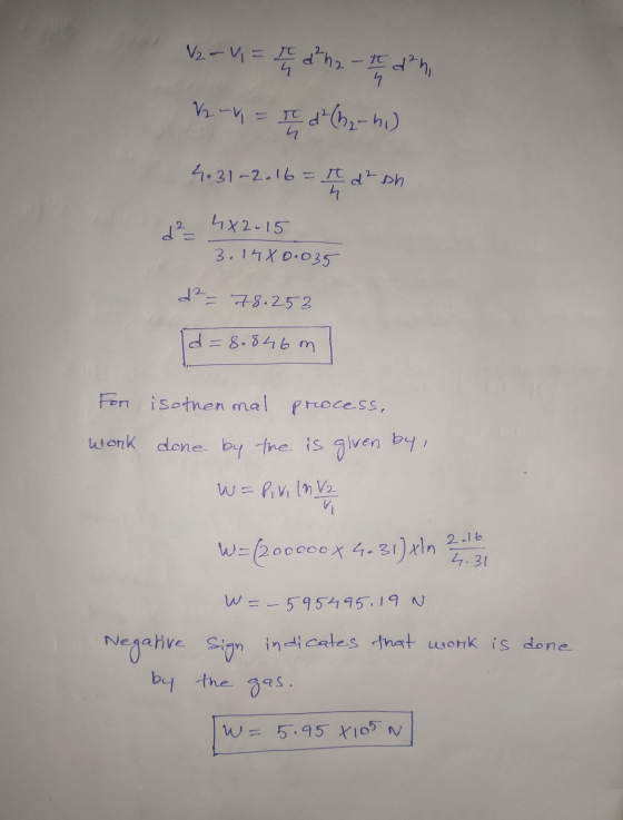 V2 = v= I dha - 7 dni V2 y = Il d? ( 22 - h) 4.31-2016=t d² ph d²= 4x2.15 3.148 0.035 d² - 78.253 Id=8.846m For isotren mal p