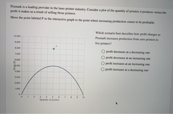 Pixmark is a leading provider in the laser printer industry. Consider a plot of the quantity of printers it produces versus t