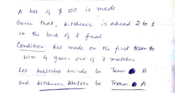 bet 100 is made Cruven ak) kitchenn. ‘s ahead 2 to 1 Cendiher Bet made n thu fist team to