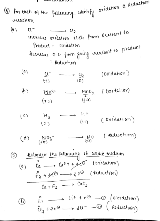 . Idenhfy oxidahon à Reduchon LtaChon Clu m Quattant to lreducl- oxidahon G1 F1) (d)N03 4 5) (bxidahom) 0