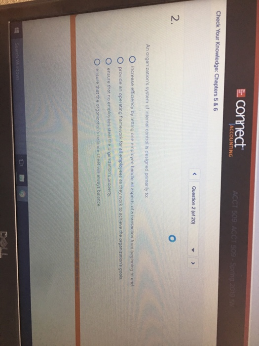 |ACCOUNTING 5 & 6 Question 2 (of 20) 2 O provide an operating fran