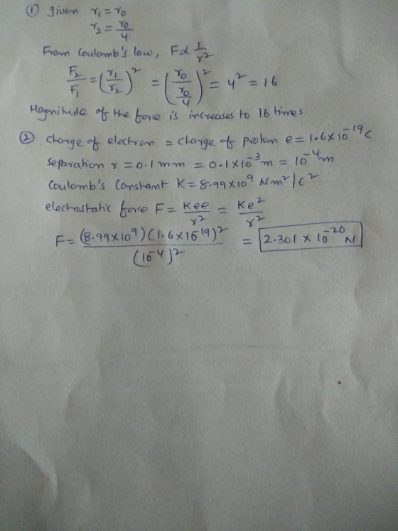 Fomn (eulombs lau, d 19 -3 Coulombs Constant K2S-99 X109人/mrle 2 -26