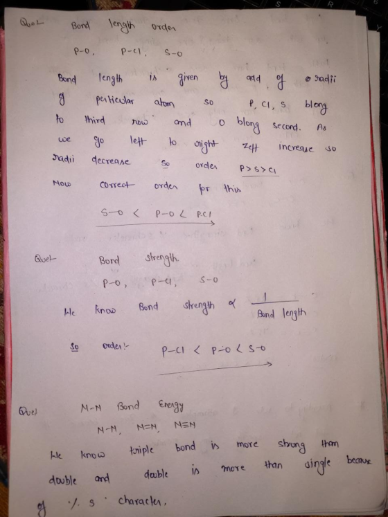 Quot Bond length order Po p-el, so Bond length is given by add g O Sadii g perticular atom so Pol, s blong to third row and o