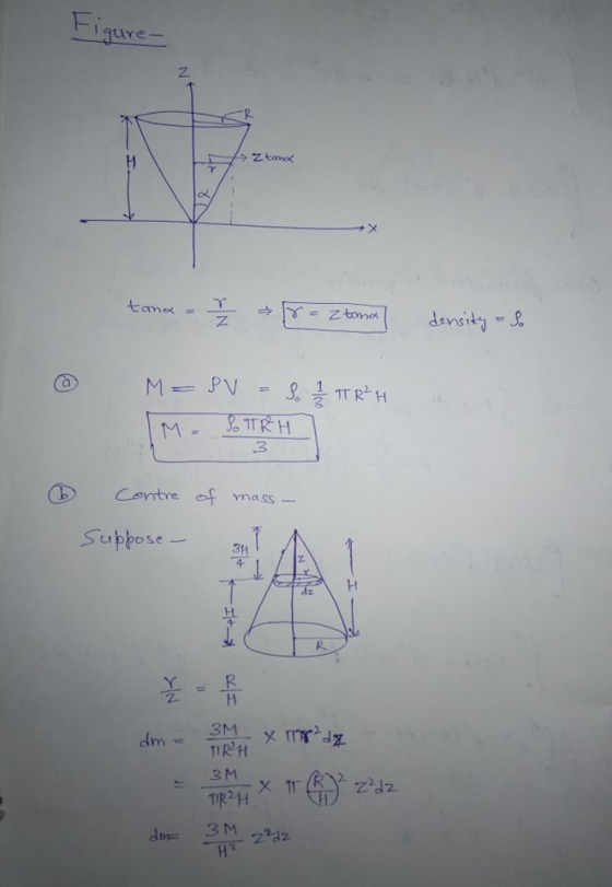 ⓑ centreofmass- Suppose 3H 3 M TIR2H