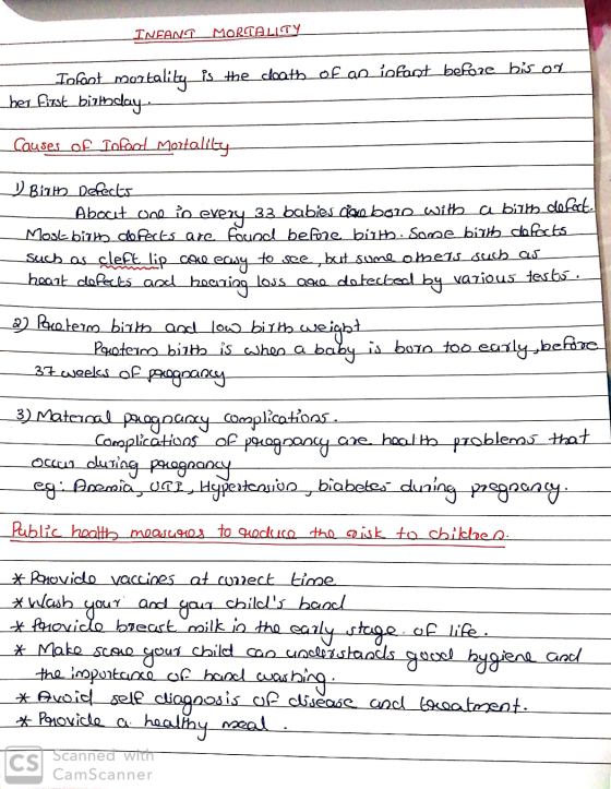 INFANT MORTALITY Infant mortality is the death of an infant before bisor her first birthday, Causes of Infood Mortality . 2 B