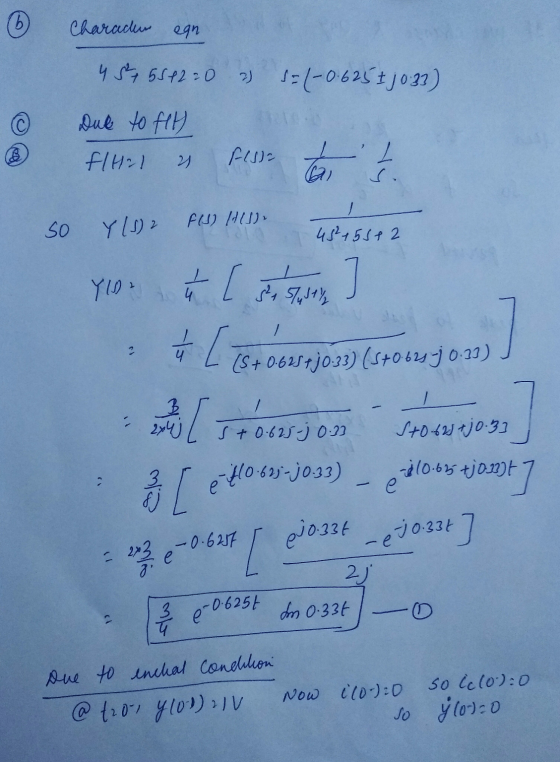 Charaden egn 4 54 55 12 20 2 s= (-0.625 +1 0.33) Due to fit) flHal sest ta h B 2 1 so Y(S) 2 F(S) HIS). 452 45312 YO. ] 4 4 [