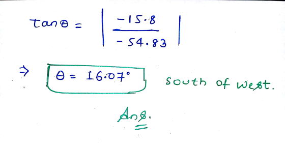 tano - 15.8 - 54.83 > o 16.07° south of west. Ane