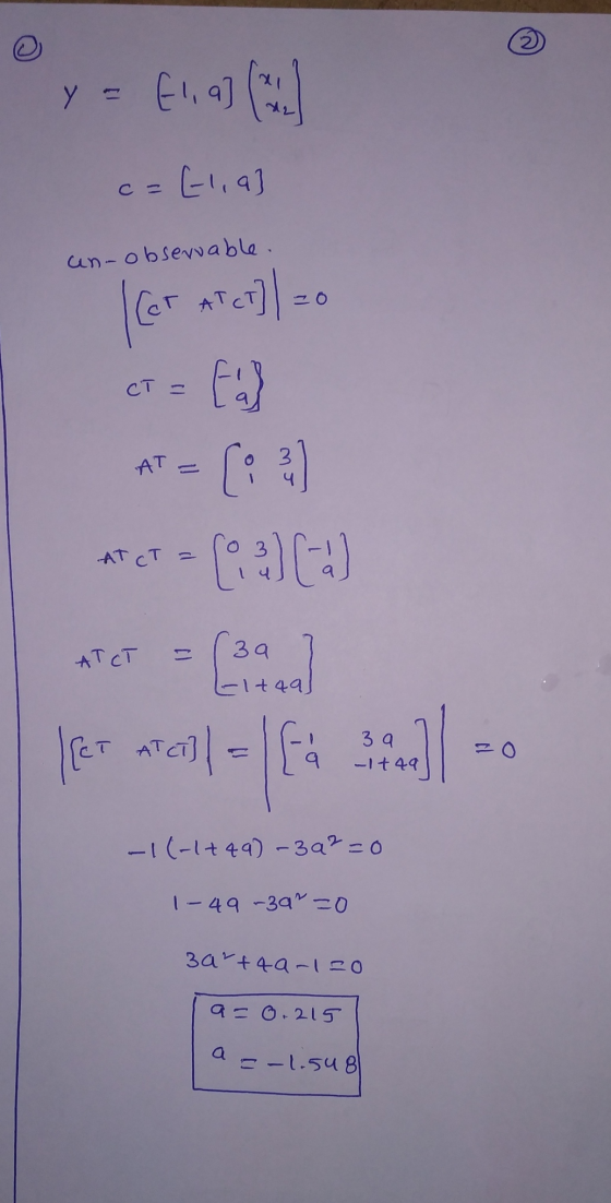 y = {1, 9] (21) c = [lia] un-observable. Ler Ater])=0 CT = EA AT = 1:3) *** +603) (a) ATET = ( 3 ) let stall - 3) AN -1t49 -1
