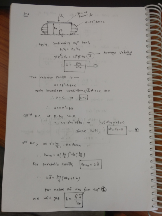 Ans he Apphy Continuty e here The velo ity frople is _ since hoto, h+bso put value of ah.hom eqn② ho