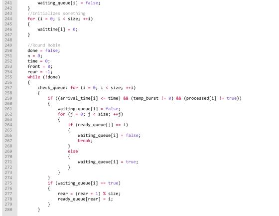 241 waiting_queue[i] = false; 242 //Initializes something for (i = 0; i < size; ++i) waittime[i] = 0; 243 244 245 246 247 248