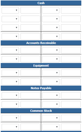 Cash Accounts Receivable Equipment Notes Payable Common Stock