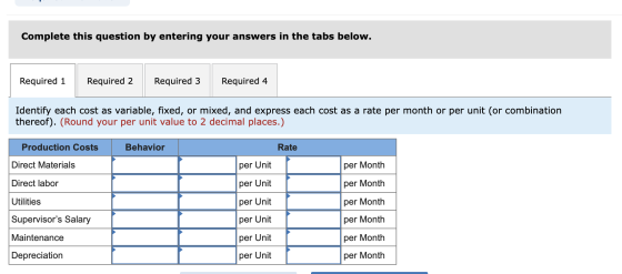 Complete this question by entering your answers in the tabs below. Required 1 Required 2 Required 3 Required 4 Identify each