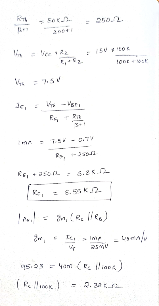Rih - 50K2. 250,82 2+) 2.00+1 Yn - ISV x 100k E V cc XR2 R,+ R2 look + look Vih 7.5v IEI Vith - UBEI RE, T Rih ß+1 IMA 7.5V -