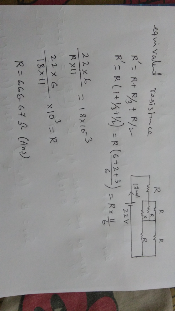R R R w R R WR equivalent resistance R = R+ / 7 P/2 R= R(1+Yst/2) = R (6 +2+3) = Rx 18mA 22 V 22 x 6 Roll = 18810 3 3 22 x 6