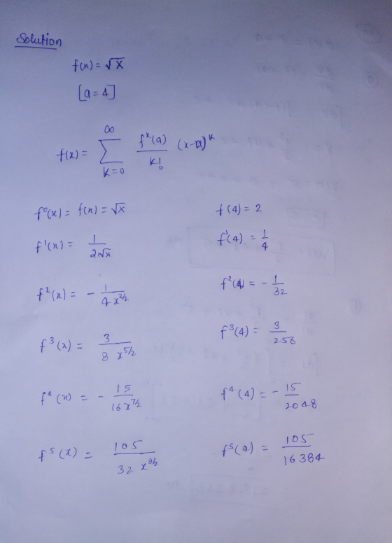 Solution f(n) = x [a=4 K f(x)= Kio f(x) = f(n) = Vo + (4) = 2 f(A) = 1 / 4 f(x) = L 2dx f² (4) = -1 32 4x²² 3 f (4) = 3 3. 2