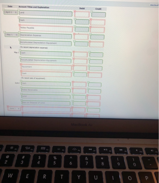 Date Account Tities and Explanation Aprilia Paya 1 1 Depreciation De TAccumulated Depreciation Equipment To record depreciati