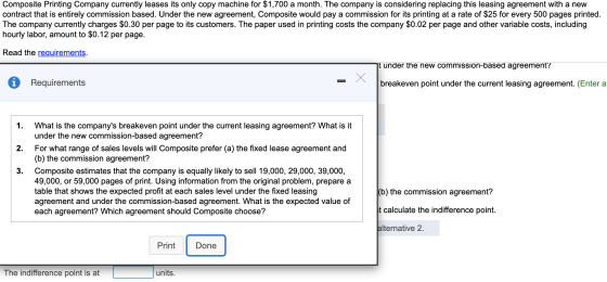 Composite Printing Company currently leases its only copy machine for $1,700 a month. The company is considering replacing th