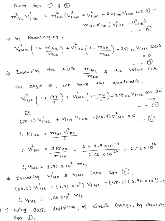 from an oa 2 2 2 m Au vt Au P He VfHe + Vine - 2 Vine Vene oso) He MHE MAU (Wil the vihe) Mhe man (with by Rearranging , vi