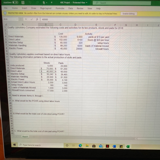 AutoSave O ABC Project - Protected View Search File Home Insert Draw Page Layout Formulas Data Review Help PROTECTED VIEW Be